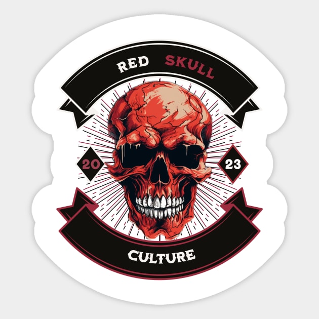 Red Skull Culture, Festival t-shirt, Unisex t-shirt, tees, men's t-shirt, women's t-shirt, summer t-shirt, trendy t-shirt, cool t-shirt Sticker by Clinsh Online 